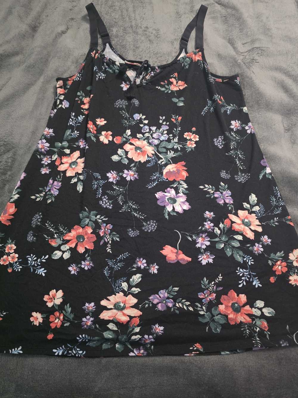 Apt. 9 Black Floral Night Slip with Adjustable Straps